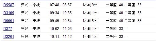 绍兴到宁波动车时间
